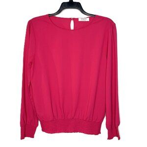 Zenana Pink Long Sleeve Blouse, Classy Chic, Women's Size Large